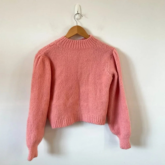 Mango Soft Knit Pullover Crop Sweater Coral Pink Size XS - Picture 5 of 6